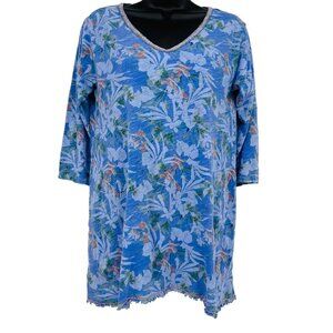 Fresh Produce Women's Floral V Neck Tunic Shirt Size XS‎ Pockets Beach Coastal